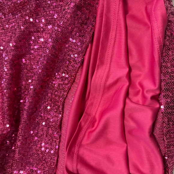 HOT Pink Sequin One-Shoulder Top - Picture 4 of 6